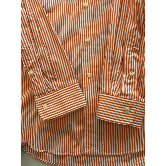 Ralph Lauren Classic Fit Orange White Stripe Long Sleeve Button Down Green Pony - Picture 13 of 16